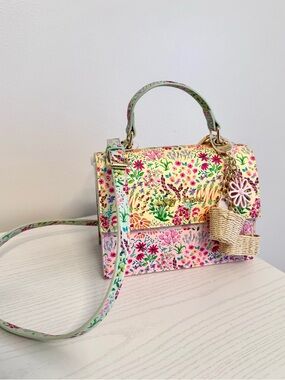 Betsey Johnson Floral Print Top-Handle Bag with Crossbody Strap
